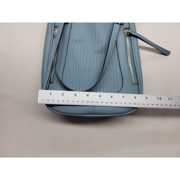 Simply Noelle Purse Handbag Crossbody Blue Woven Vegan Leather Zipper Adjustable - Picture 5 of 14